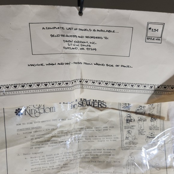 Vintage Daisy Kingdom  Fabric Panel Teddy Bears #234 Silk Screen Sew Quilt - Picture 6 of 9